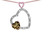 Star K Double Open Heart Pendant Necklace with 6mm Smoky Quartz Stone