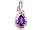 Star K Drop Halo Pear Shape Genuine Amethyst Pendant Necklace