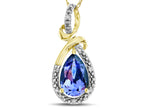 Star K Drop Halo Pear Shape Genuine Tanzanite Pendant Necklace