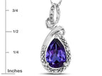 Star K Drop Halo Pear Shape Genuine Iolite Pendant Necklace