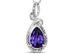 Star K Drop Halo Pear Shape Genuine Iolite Pendant Necklace