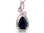 Star K Drop Halo Pear Shape Genuine Black Sapphire Pendant Necklace