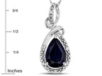 Star K Drop Halo Pear Shape Genuine Black Sapphire Pendant Necklace
