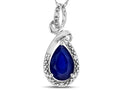 Star K Drop Halo Pear Shape Genuine Sapphire Pendant Necklace