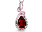 Star K Drop Halo Pear Shape Genuine Garnet Pendant Necklace