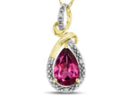 Star K Drop Halo Pear Shape Genuine Rhodolite Pendant Necklace