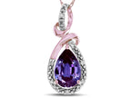 Star K Drop Halo Pear Shape Simulated Alexandrite Pendant Necklace