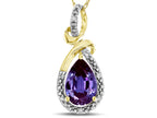 Star K Drop Halo Pear Shape Simulated Alexandrite Pendant Necklace