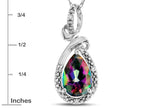 Star K Drop Halo Pear Shape Rainbow Mystic Topaz Pendant Necklace