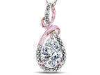 Star K Drop Halo Pear Shape Genuine White Topaz Pendant Necklace