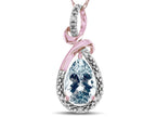 Star K Drop Halo Pear Shape Genuine Aquamarine Pendant Necklace