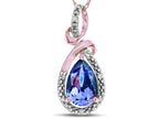 Star K Drop Halo Pear Shape Genuine Tanzanite Pendant Necklace