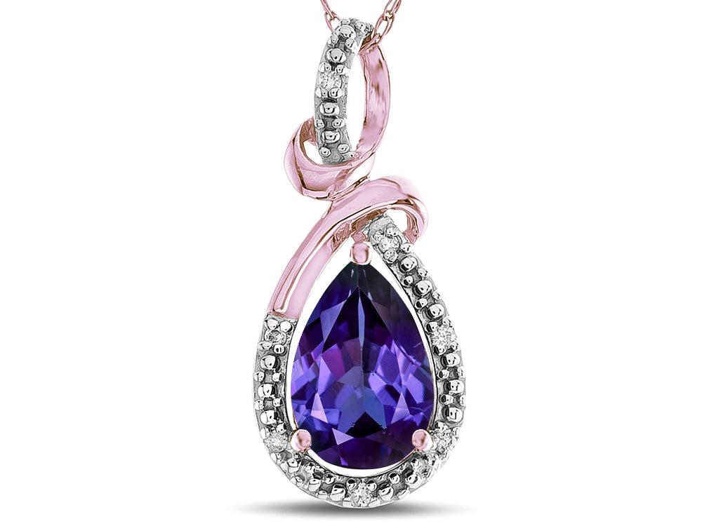 Star K Drop Halo Pear Shape Genuine Iolite Pendant Necklace
