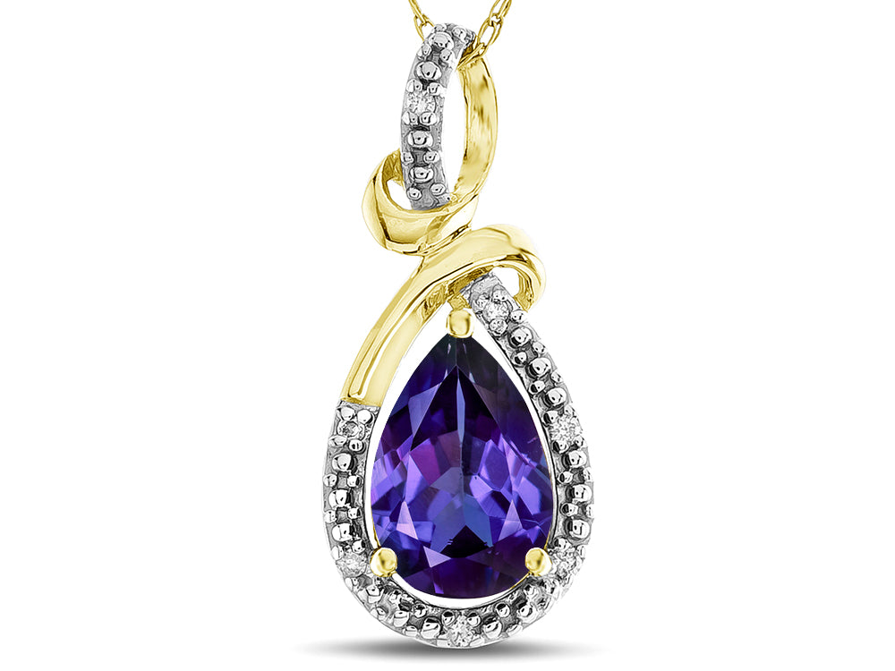 Star K Drop Halo Pear Shape Genuine Iolite Pendant Necklace