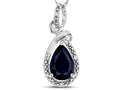 Star K Drop Halo Pear Shape Genuine Black Sapphire Pendant Necklace