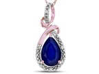 Star K Drop Halo Pear Shape Genuine Sapphire Pendant Necklace