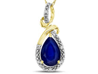 Star K Drop Halo Pear Shape Genuine Sapphire Pendant Necklace