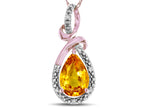 Star K Drop Halo Pear Shape Genuine Citrine Pendant Necklace