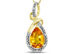 Star K Drop Halo Pear Shape Genuine Citrine Pendant Necklace