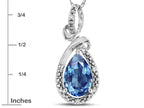 Star K Drop Halo Pear Shape Genuine Blue Topaz Pendant Necklace