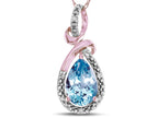 Star K Drop Halo Pear Shape Genuine Sky Blue Topaz Pendant Necklace