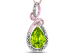 Star K Drop Halo Pear Shape Genuine Peridot Pendant Necklace