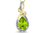 Star K Drop Halo Pear Shape Genuine Peridot Pendant Necklace