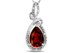 Star K Drop Halo Pear Shape Genuine Garnet Pendant Necklace