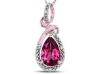 Star K Drop Halo Pear Shape Genuine Rhodolite Pendant Necklace