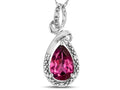 Star K Drop Halo Pear Shape Genuine Rhodolite Pendant Necklace