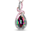 Star K Drop Halo Pear Shape Rainbow Mystic Topaz Pendant Necklace