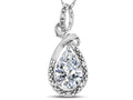 Star K Drop Halo Pear Shape Genuine White Topaz Pendant Necklace
