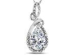 Star K Drop Halo Pear Shape Genuine White Topaz Pendant Necklace