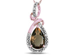 Star K Drop Halo Pear Shape Genuine Smoky Quartz Pendant Necklace