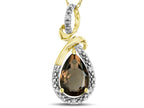 Star K Drop Halo Pear Shape Genuine Smoky Quartz Pendant Necklace