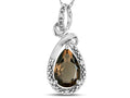 Star K Drop Halo Pear Shape Genuine Smoky Quartz Pendant Necklace