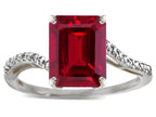 Star K ™ Big Stone Octagon Emerald Cut 10x8 Created Ruby Bypass solitaire ring