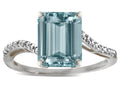 Star K  Big Stone Octagon Emerald Cut 10x8 Simulated Aquamarine Bypass solitaire ring