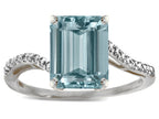 Star K  Big Stone Octagon Emerald Cut 10x8 Simulated Aquamarine Bypass solitaire ring