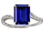Star K  Big Stone Octagon Emerald Cut 10x8 Created Sapphire Bypass solitaire ring