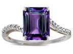 Star K  Big Stone Octagon Emerald Cut 10x8 Simulated Alexandrite Bypass solitaire ring