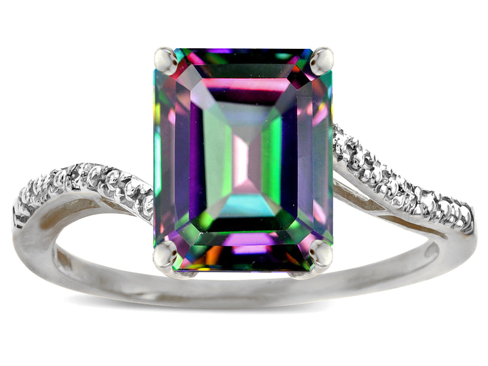 Star K  Octagon Emerald Cut Big Stone 10x8 Mystic Topaz Bypass solitaire ring