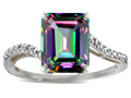 Star K  Octagon Emerald Cut Big Stone 10x8 Mystic Topaz Bypass solitaire ring