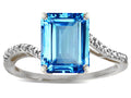 Star K  Octagon Emerald Cut Big Stone 10x8 Blue Topaz Bypass solitaire ring
