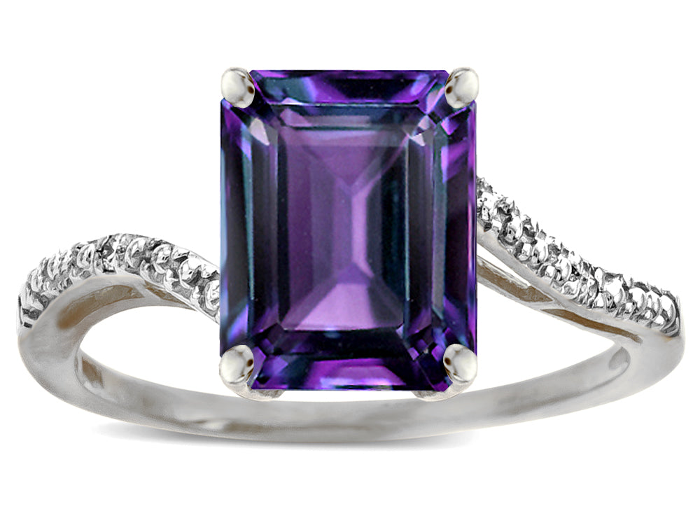 Star K  Octagon Emerald Cut Big Stone 10x8 Simulated Alexandrite Bypass solitaire ring