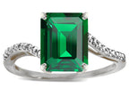 Star K  Octagon Emerald Cut Big Stone 10x8 Simulated Emerald Bypass solitaire ring