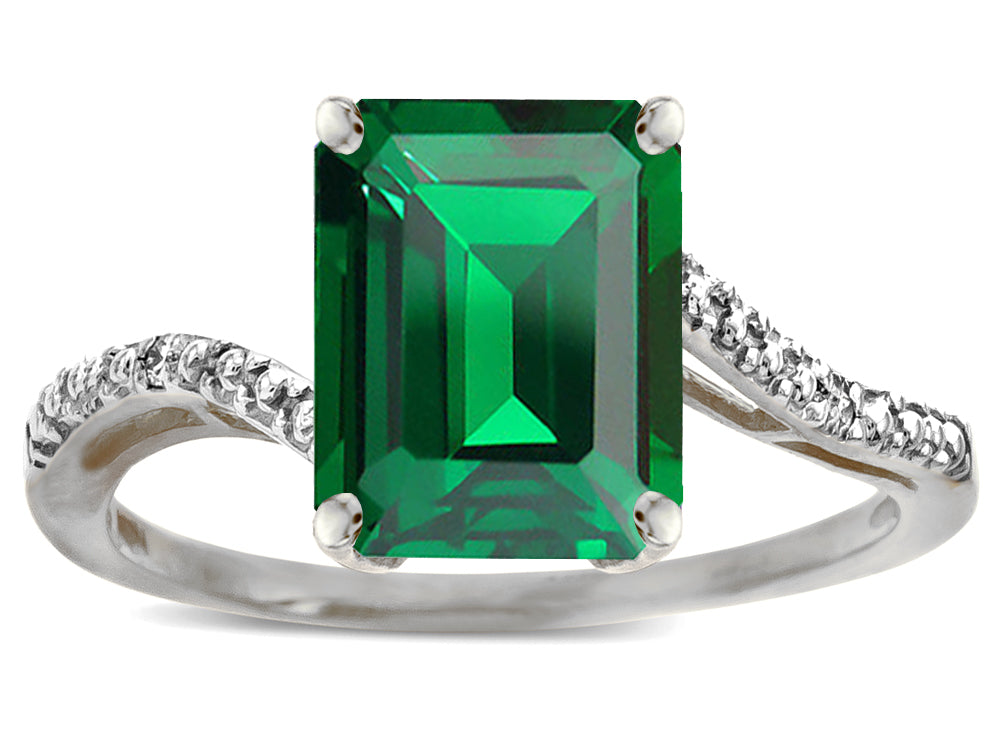 Star K  Octagon Emerald Cut Big Stone 10x8 Simulated Emerald Bypass solitaire ring