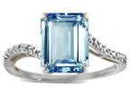 Star K  Octagon Emerald Cut Big Stone 10x8 Sky Blue Topaz Bypass solitaire ring