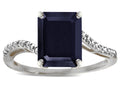 Star K  Octagon Emerald Cut Big Stone 10x8 Black Sapphire Bypass solitaire ring