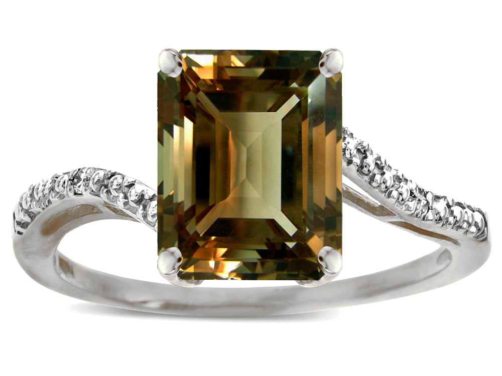 Star K  Octagon Emerald Cut Big Stone 10x8 Smoky Quartz Bypass solitaire ring